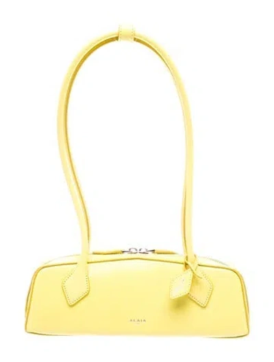 Pre-owned Alaïa Goat Leather Shoulder Bag Small In Yellow
