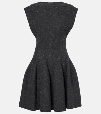 Alaïa Godet Silk-blend Minidress In Grey