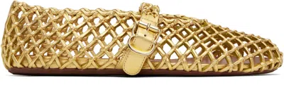 ALAÏA GOLD BRAIDED GOATSKIN BALLERINA FLATS