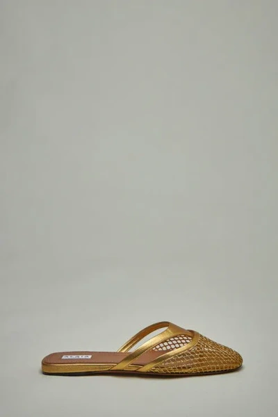 ALAÏA ALAIA GOLDEN NET FLAT MULES