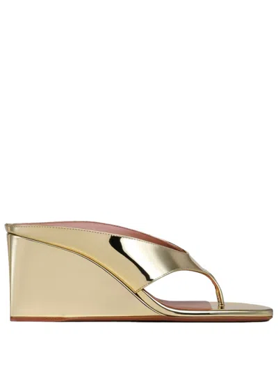 Alaïa Golden T-strap Wedges