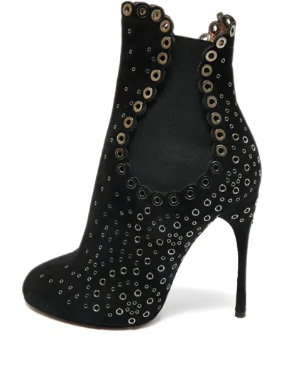 Pre-owned Alaïa Gomet Suede Ankle Boots In Black