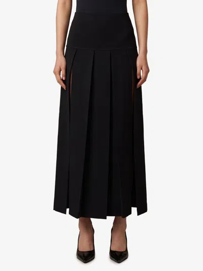 Alaïa Gonna Midi Plissettata In Black