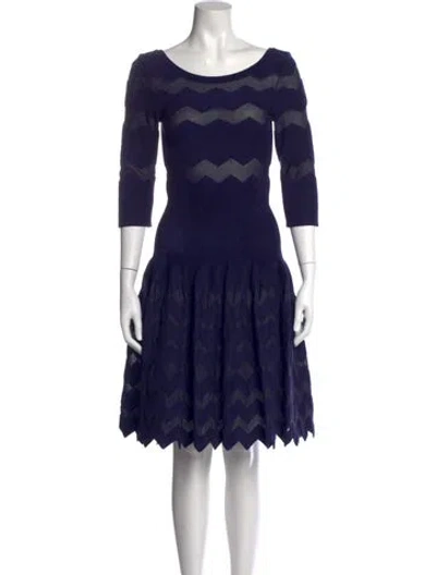 Pre-owned Alaïa Graphic Print Knee-length Dress In Blue