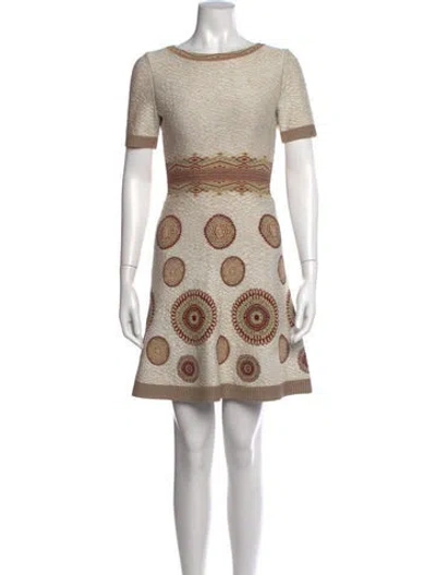 Pre-owned Alaïa Graphic Print Knee-length Dress W/ Tags In Neutral