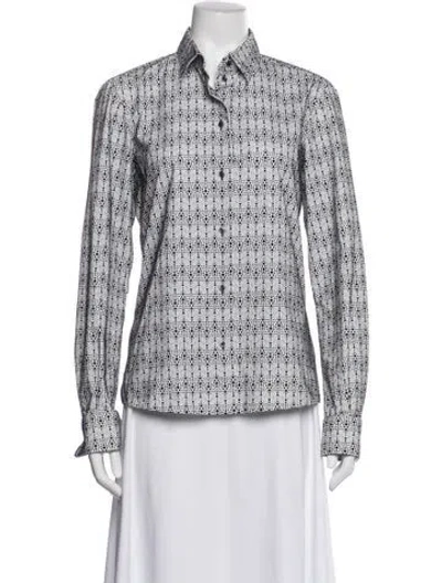 Pre-owned Alaïa Graphic Print Long Sleeve Button-up Top In Multi