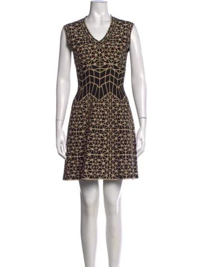 Pre-owned Alaïa Graphic Print Mini Dress In Black