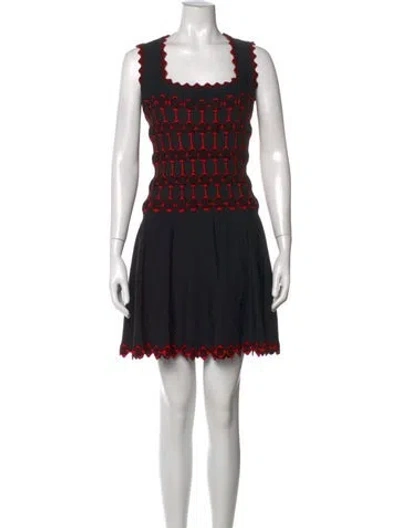 Pre-owned Alaïa Graphic Print Mini Dress In Black