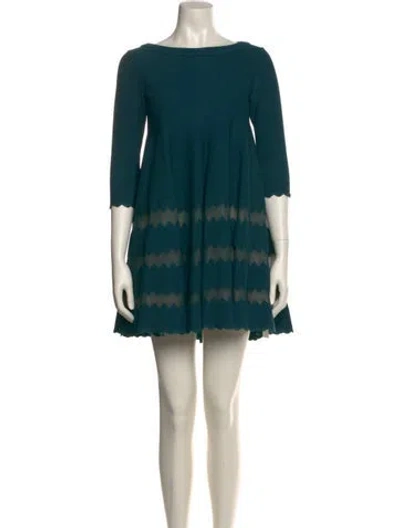 Pre-owned Alaïa Graphic Print Mini Dress In Blue