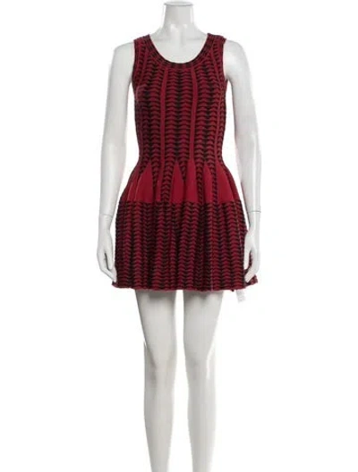 Pre-owned Alaïa Graphic Print Mini Dress In Red