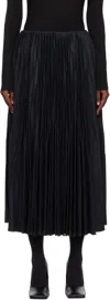 Alaïa Gray Flannel Pleated Midi Skirt In Black