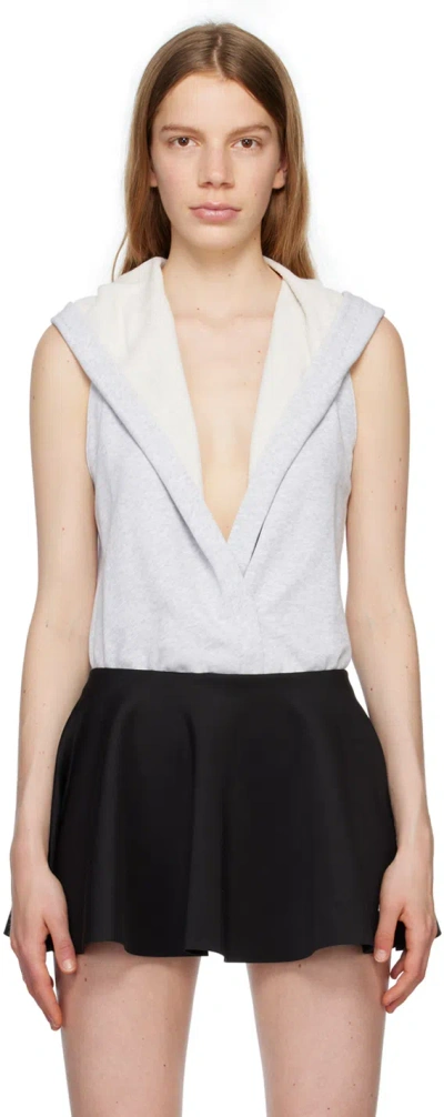 Alaïa Hooded Cotton Bodysuit In White