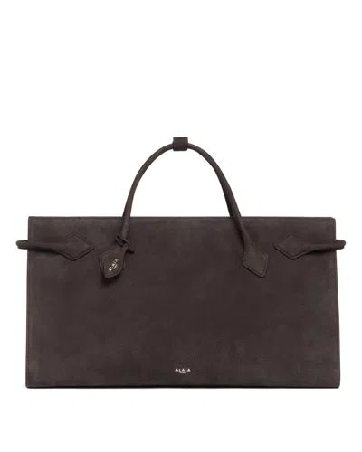 Alaïa Gray Le Teckel Leather Tote Bag In Brown