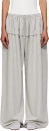 Alaïa Ruffled Cotton-blend Track Pants In Gray