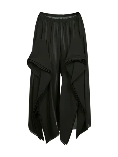 ALAÏA GREEN CRÊPE GEORGETTE RUFFLE TROUSERS