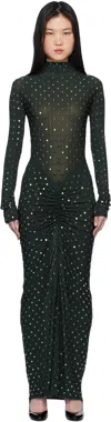 Alaïa Womens Foret Studded Draped Woven-blend Maxi Dress In 613 - Foret