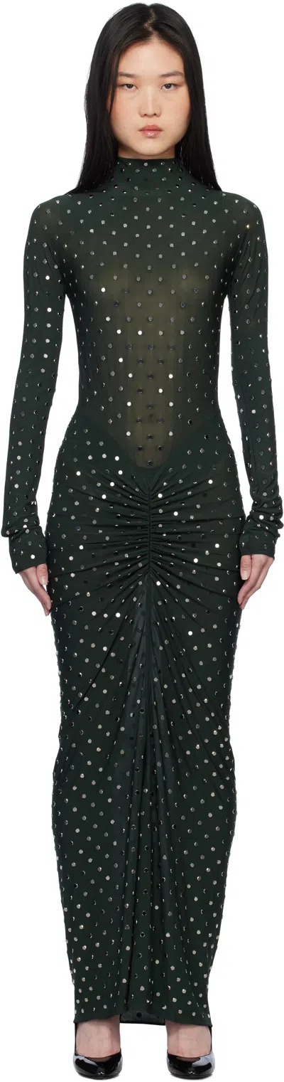 ALAÏA GREEN DRAPED MAXI DRESS