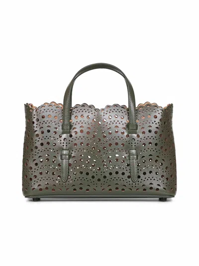 Alaïa Green Mina 25 Ew Handbag In Orange