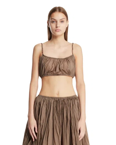 Alaïa Green Pleated Bralette In Brown