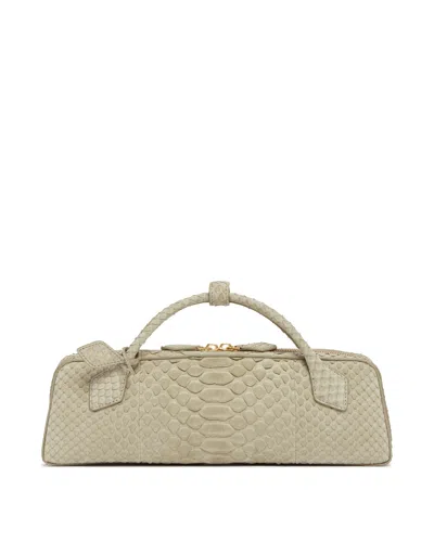 Alaïa Green Snake-print Leather Le Teckel Clutch In Neutral