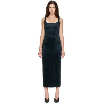 Alaïa Green Tailored Velvet Maxi Dress In 601 - Vert Bouteille