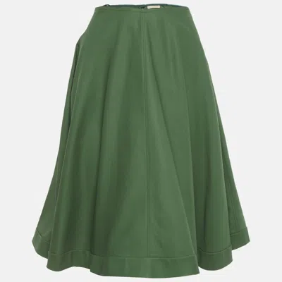 Pre-owned Alaïa Green Textured Cotton Flared Short Skirt M