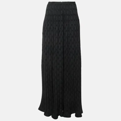 Pre-owned Alaïa Green/black Textured Lurex Knit Maxi Skirt L