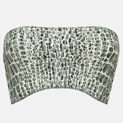 Pre-owned Alaïa Grey Croc-pattern Stretch Knit Bandeau Top S