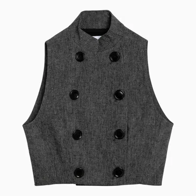 Alaïa Alaia Grey Linen Waistcoat With Buttons Women In Black