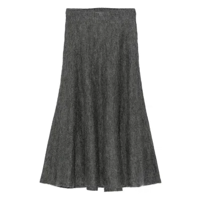 Alaïa Pleated Mohair-blend Midi Skirt In Black