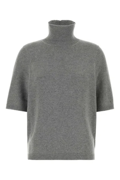 Alaïa Alaia Grey Stretch Cashmere Blend Sweater In Gray