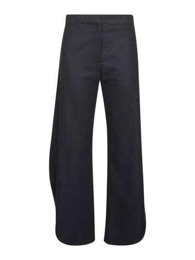 Alaïa Grey Wool Flannel Petal Trousers In Black