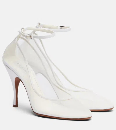 Alaïa Grosgrain-trimmed Mesh Pumps In White