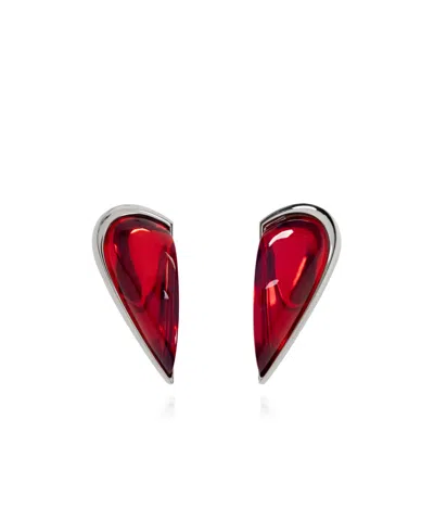 Alaïa Half-heart Earrings In Red