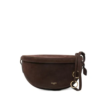 Alaïa Half-moon Suede Tote Bag In Brown