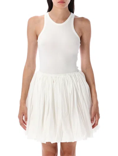 Alaïa Pleated Jersey And Stretch-knit Mini Dress In Ivory