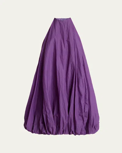 Alaïa Halter Crinkle Balloon Mini Dress In Purple