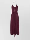 Alaïa Long Burgundy Draped Jersey Dress In Burgundy
