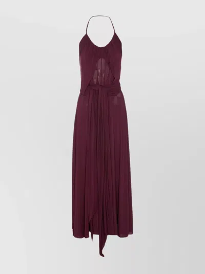 Alaïa Halter Neck Flared Skirt Dress In Burgundy