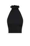 Alaïa Ribbed-knit Halter Top With Wavy Finish In Black