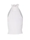 Alaïa High Neck Sleeveless Halter Top With Pom-pom In White