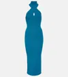 Alaïa Halterneck Bodycon Midi Dress In Blue