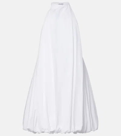 Alaïa Halterneck Cotton-poplin Balloon Mini Dress In White