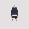 Alaïa Blue Denim Cotton Halterneck Top In Bleu Denim
