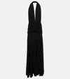 Alaïa Open-back Plunge Halter Gown In Black