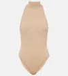 Alaïa Halterneck Jersey Bodysuit In Beige