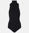 Alaïa Ribbed-knit Turtleneck Bodysuit In Black