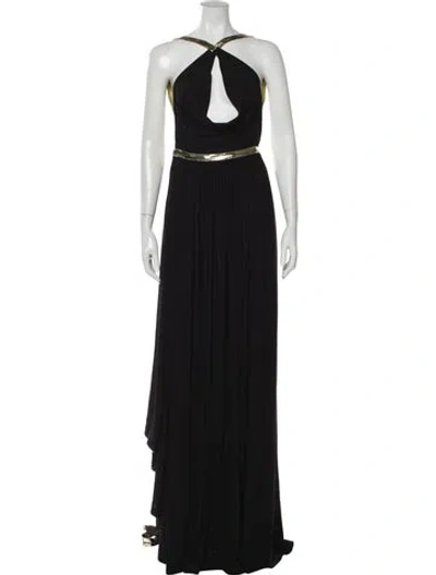 Pre-owned Alaïa Halterneck Long Dress In Black