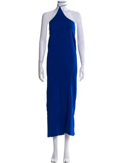 Pre-owned Alaïa Halterneck Long Dress In Blue