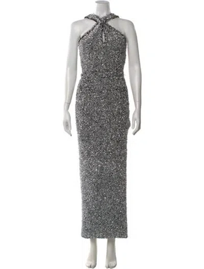 Pre-owned Alaïa Halterneck Long Dress In Silver